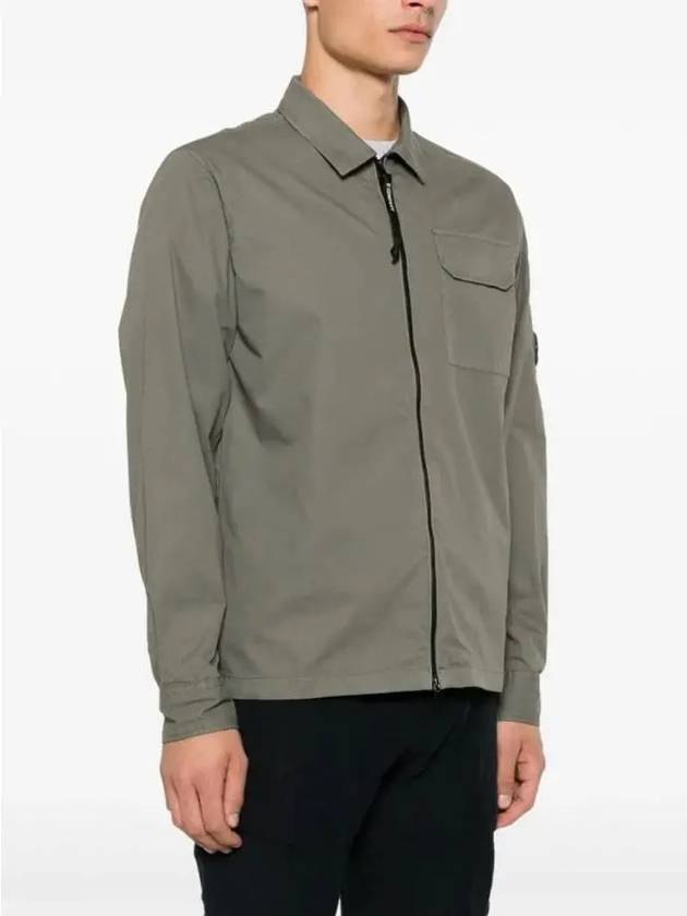 Oversized Organic Gabardine Long Sleeve Shirt Green - CP COMPANY - BALAAN 5