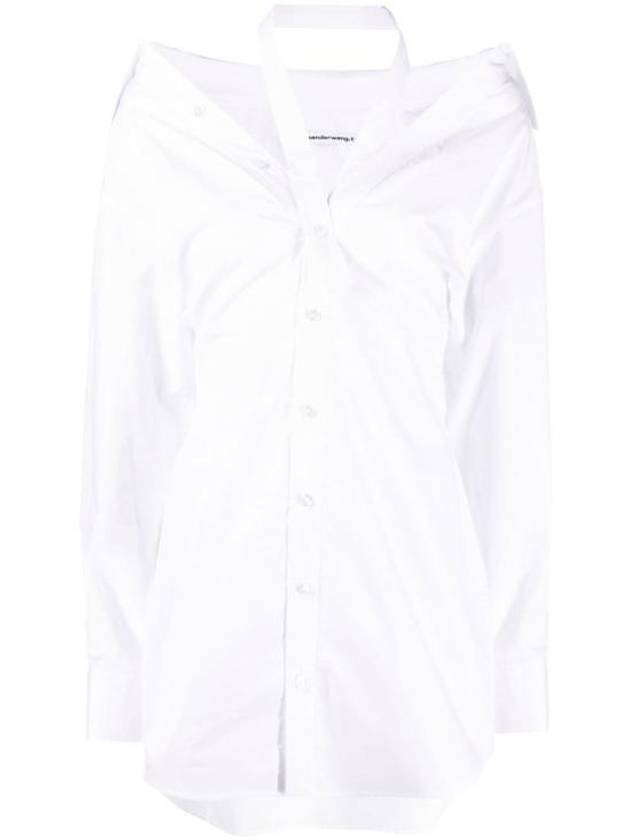 Cotton Open Shoulder Shirt Mini Dress White - ALEXANDER WANG - BALAAN 1