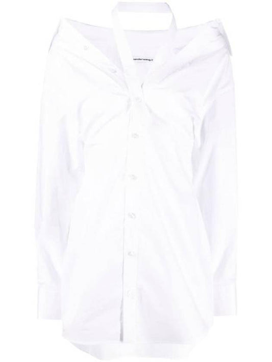 Cotton Open Shoulder Shirt Mini Dress White - ALEXANDER WANG - BALAAN 1