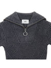 high neck virgin wool knit top heather gray - AMI - BALAAN.