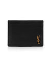 Tiny Monogram Shiny Leather Card Case Black - SAINT LAURENT - BALAAN 2