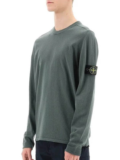 Raw Hand Cotton Crewneck Knit Top Dark Green - STONE ISLAND - BALAAN 2