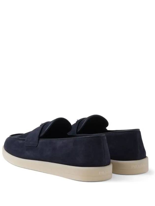 Triangle Logo Suede Loafers Navy - PRADA - BALAAN 3