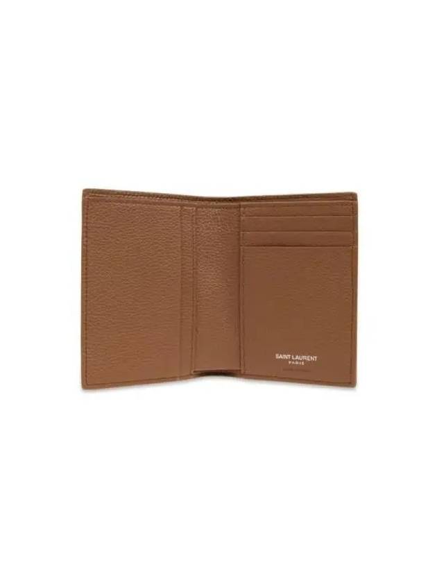 Monogram Calfskin Half Wallet Brown - SAINT LAURENT - BALAAN 3