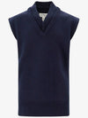 Layered Detail V-Neck Knit Vest Navy - MAISON MARGIELA - BALAAN 1