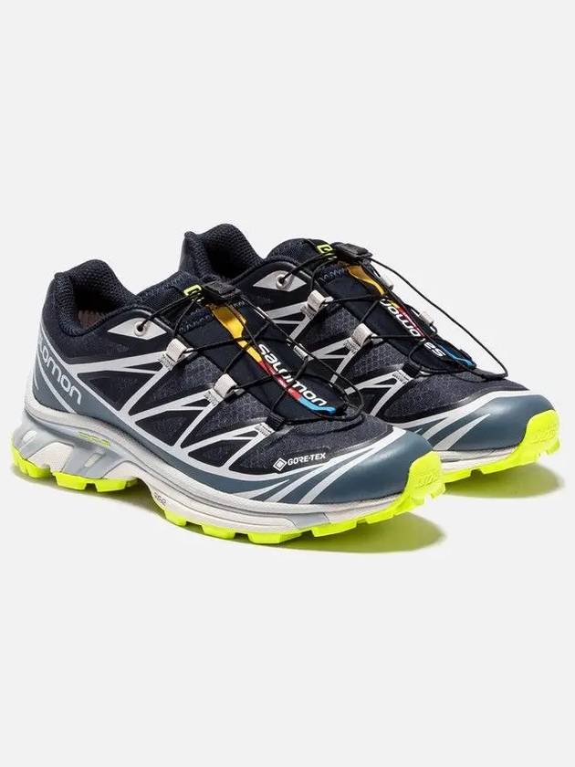 XT 6 Gore-Tex Low-Top Sneakers Night Sky Blue Lime - SALOMON - BALAAN 4