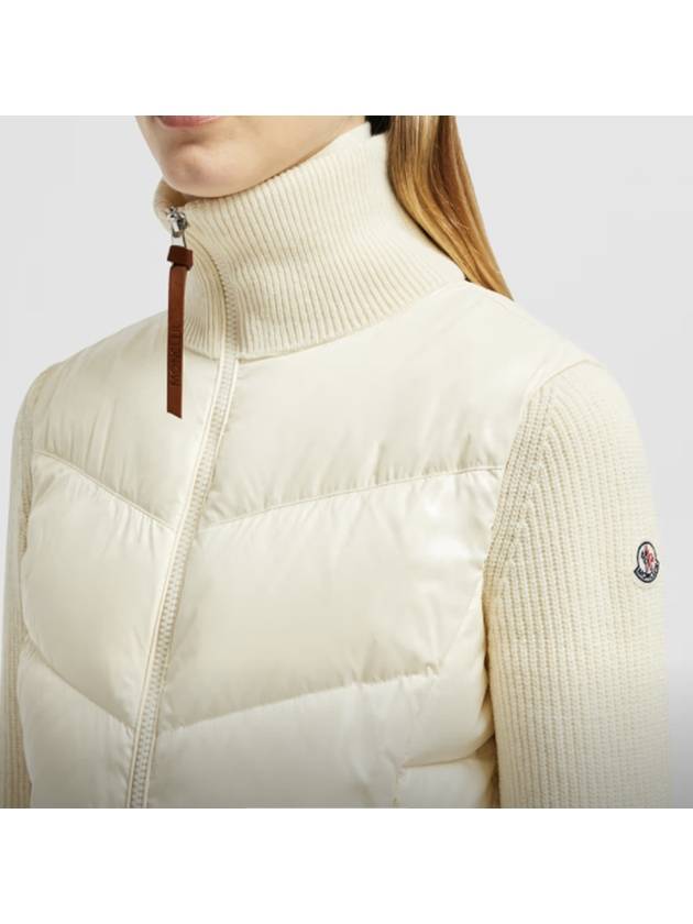 Women s diagonal quilted padded wool zip up cardigan cream - MONCLER - BALAAN 4