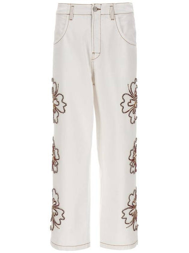 Bluemarble 'Embroidered Hibiscus' Jeans - BLUEMARBLE - BALAAN 1