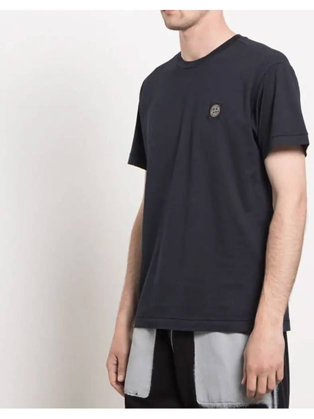 Logo Patch Short Sleeve T-Shirt Navy - STONE ISLAND - BALAAN 4