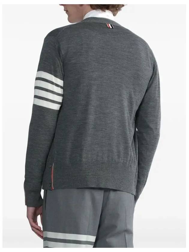 Men's Sustainable Classic Diagonal Wool Cardigan Medium Grey - THOM BROWNE - BALAAN 6