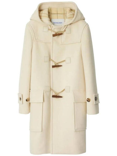 Hooded Wool Cashmere Duffel Siggle Coat Candle - BURBERRY - BALAAN 1