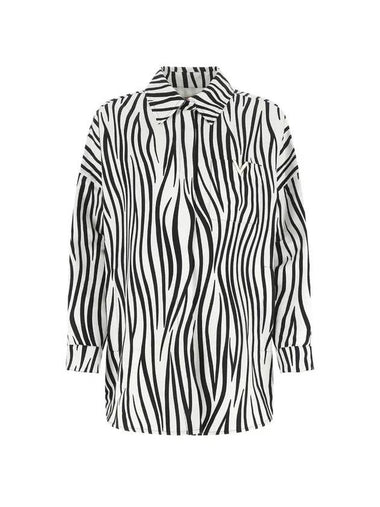 Logo Embroidered Animal Print Shirt White Black - VALENTINO - BALAAN 1