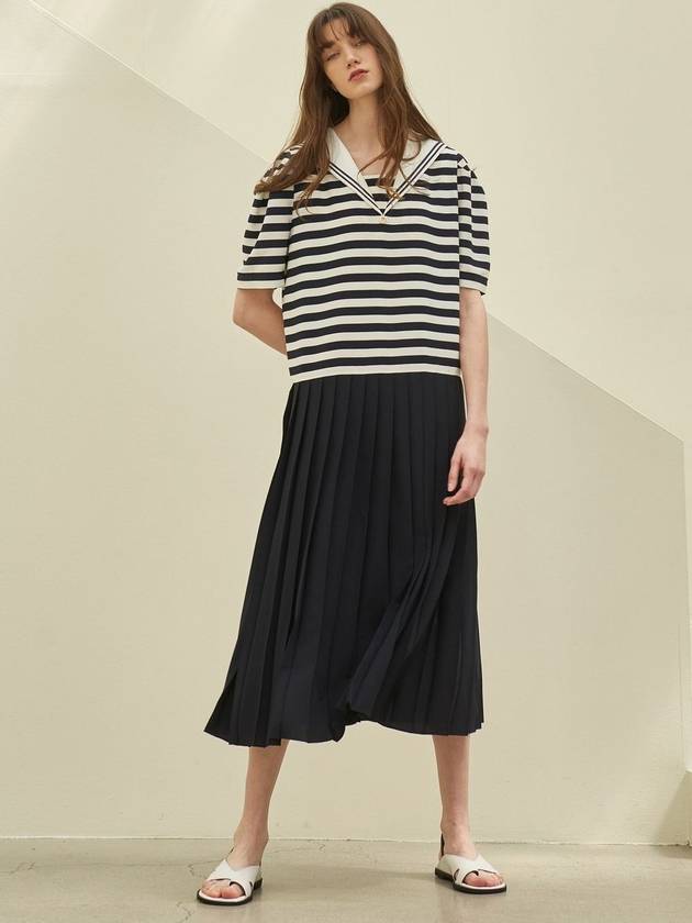 sailor collar pleated dress_navy stripe - MITTE - BALAAN 8