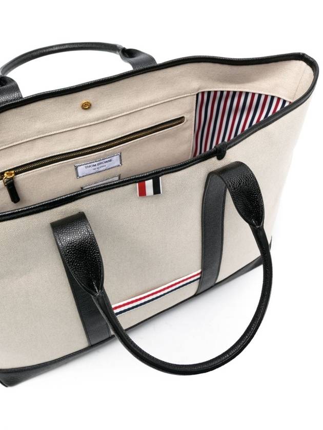 RWB Striped Medium Tote Bag Natural - THOM BROWNE - BALAAN 5