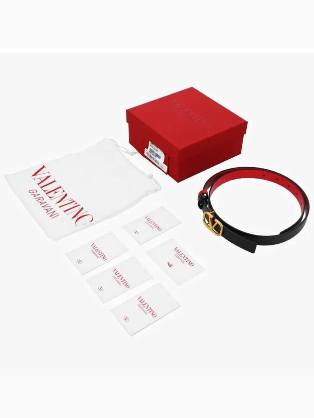 Reversible V Logo Signature Leather Belt Black - VALENTINO - BALAAN 5