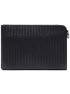 Intrecciato Weaving Zipper Clutch Bag Black - BOTTEGA VENETA - BALAAN 5