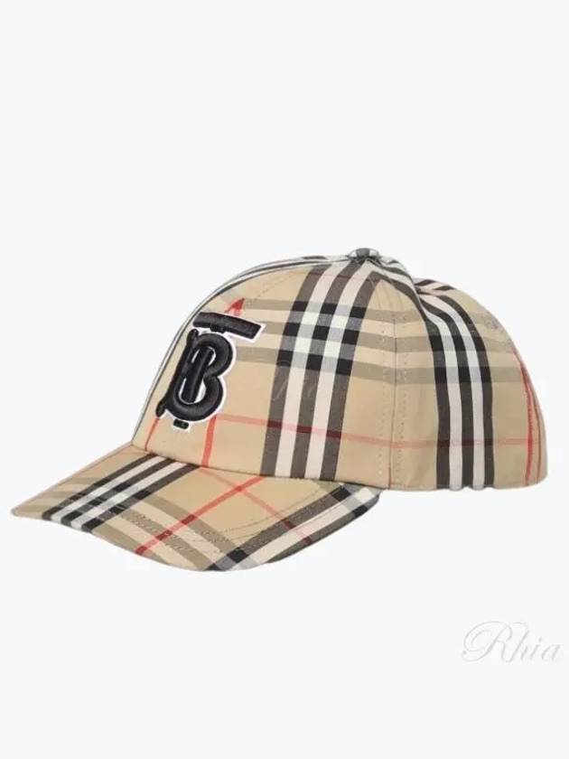 Monogram Motif Vintage Check Cotton Baseball Cap Archive Beige - BURBERRY - BALAAN 2