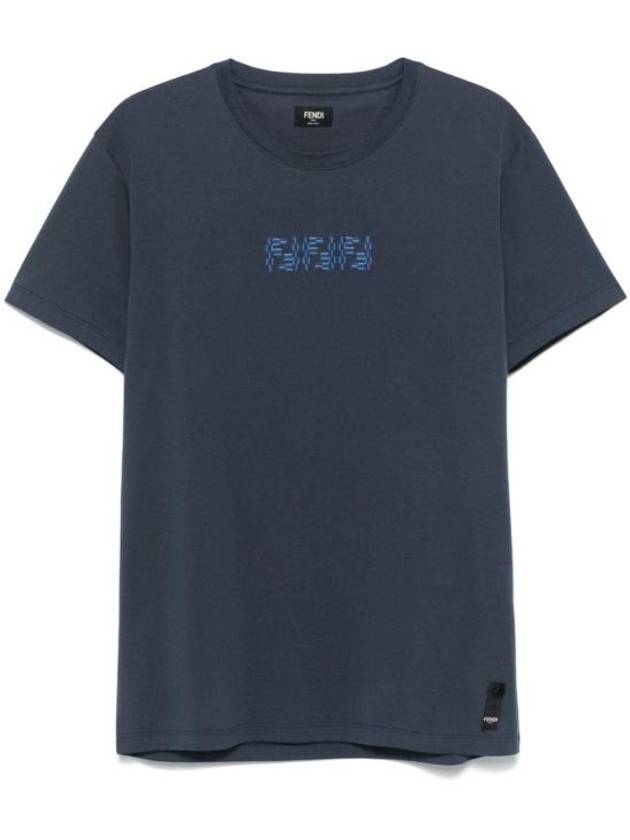 FF Labyrinth Short Sleeve T-Shirt Blue - FENDI - BALAAN 1