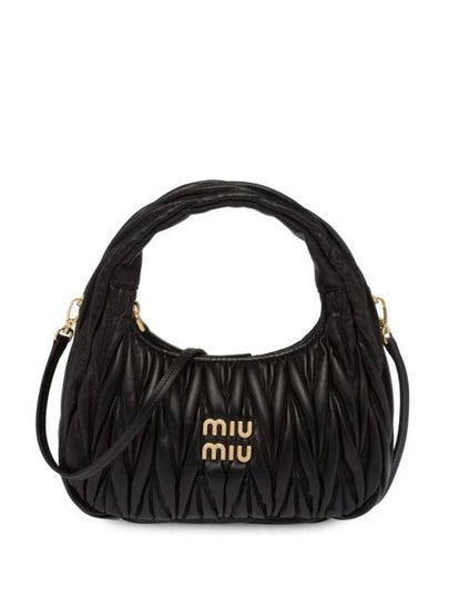 Wander Matelasse Nappa Leather Shoulder Bag Black - MIU MIU - BALAAN 2