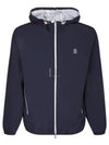 Embroidered Logo Zip-up Hoodie Navy - BRUNELLO CUCINELLI - BALAAN 2