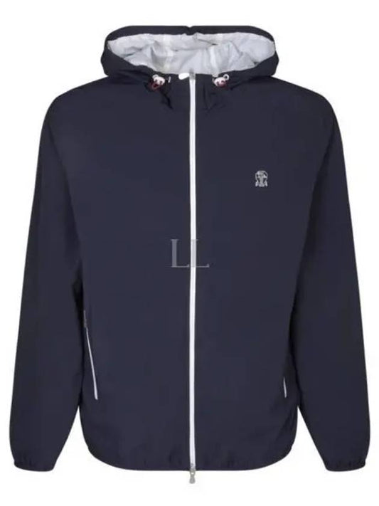 Embroidered Logo Zip-up Hoodie Navy - BRUNELLO CUCINELLI - BALAAN 2