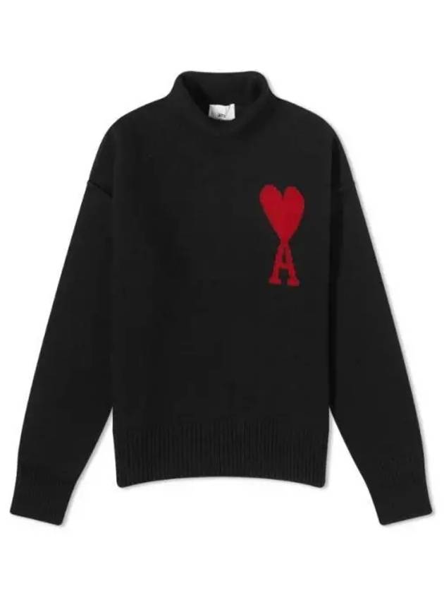 Intarsia Heart Logo Turtleneck Black - AMI - BALAAN 2