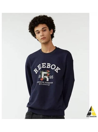 1895 Flower Sweatshirt Navy - REEBOK - BALAAN 1