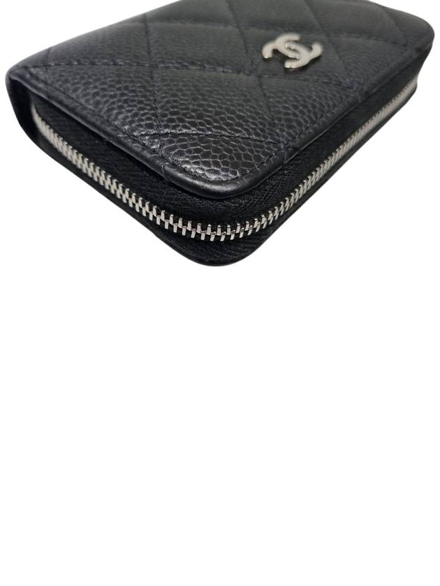 A69271 Cavier Skin Classic Zipper Doll Silver Logo Card Business Holder - CHANEL - BALAAN 4