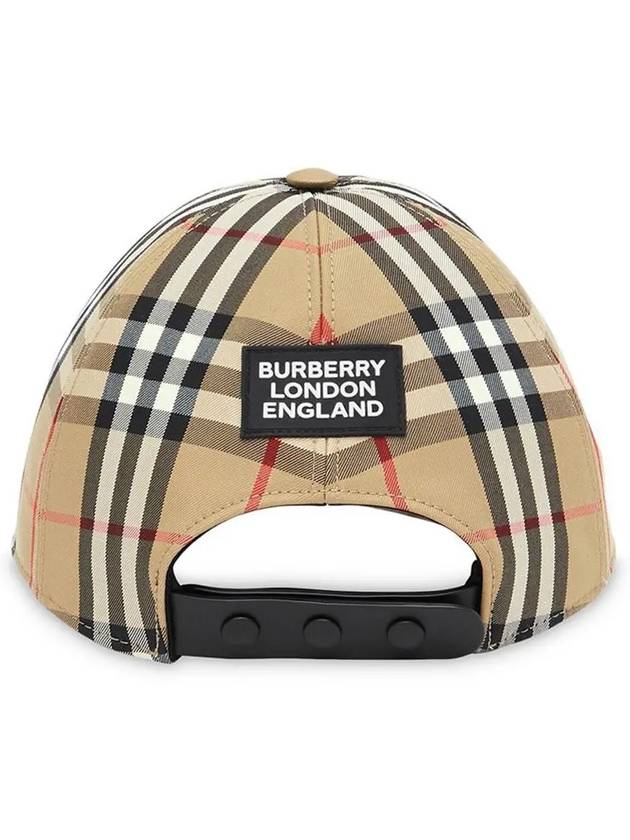 logo applique vintage check ball cap beige - BURBERRY - BALAAN 4