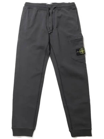 Men's Wappen Patch Cotton Fleece Track Pants Dark Grey - STONE ISLAND - BALAAN 1