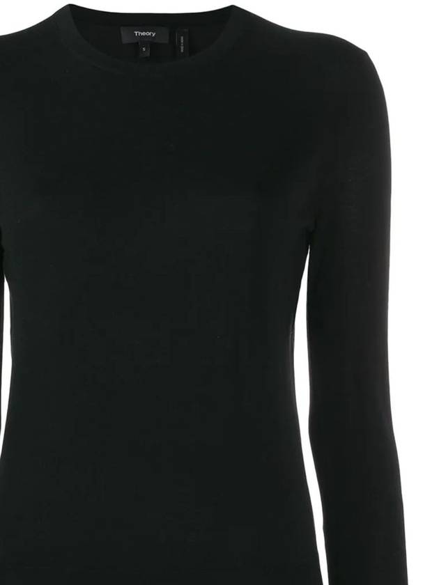 Regal Wool Crew Neck Knit Top Black - THEORY - BALAAN 3