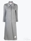 Women's Double Face Tech Round Collar Cotton Overcoat Medium Grey - THOM BROWNE - BALAAN 2