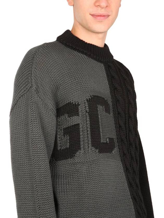 Logo Inlay Sweater Knit Top Gray Black - GCDS - BALAAN 5