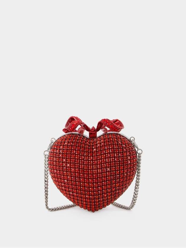 Crystal Heart Clutch - SELF PORTRAIT - Metal - Red - SELF PORTRAIT - BALAAN 3