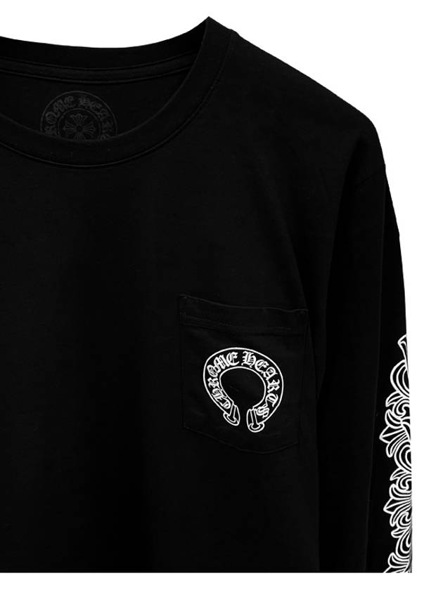 Horseshoe Logo Long Sleeve T Shirt Black - CHROME HEARTS - BALAAN 6