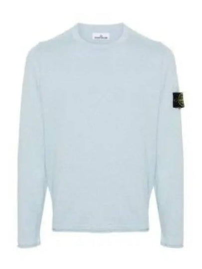 Compass Badge Ribbed Cotton Knit Top Sky Blue - STONE ISLAND - BALAAN 2