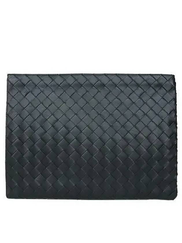 607479 Intrecciato leather half zipper clutch bag - BOTTEGA VENETA - BALAAN 4