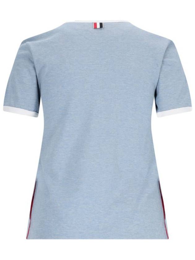 Women's Melange Jersey Ringer Short Sleeve T-Shirt Light Blue - THOM BROWNE - BALAAN 3