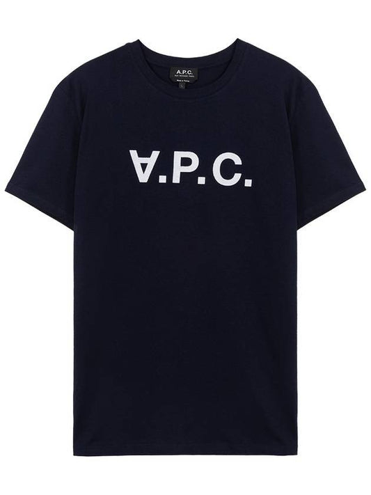 VPC Logo Organic Cotton Short Sleeve T-Shirt Navy - A.P.C. - BALAAN 1