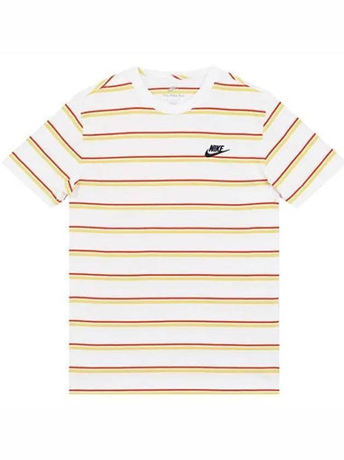 NSW Striped Short Sleeve T-Shirt White - NIKE - BALAAN 1