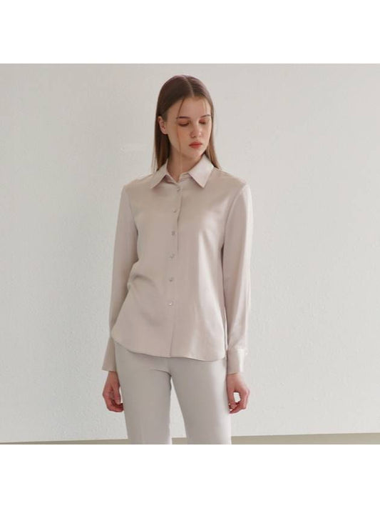 Silky satin basic shirtCream Beige - SUBSET - BALAAN 2