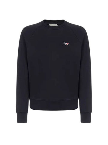 Tricolor Fox Patch Adjusted Sweatshirt Black - MAISON KITSUNE - BALAAN 1