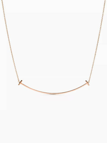 Tiffany T Smile Pendant Large Rose Gold Necklace Women - TIFFANY & CO. - BALAAN 1