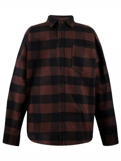 Check Cotton Long Sleeve Shirt Brown - PALM ANGELS - BALAAN 2