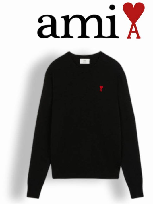 de Coeur Embroidery Crewneck Knit Top Black - AMI - BALAAN 2