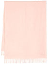 Embroidered Logo Fringed Wool Scarf Light Pink - MULBERRY - BALAAN 1