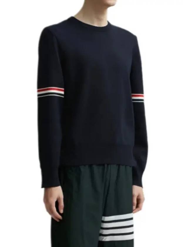 Men's Milan Stitch Armband Crew Neck Knit Top Navy - THOM BROWNE - BALAAN 5