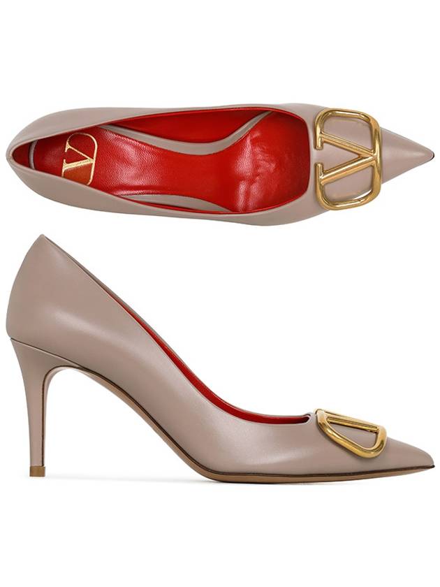 V Logo Leather Pumps Pink - VALENTINO - BALAAN 2