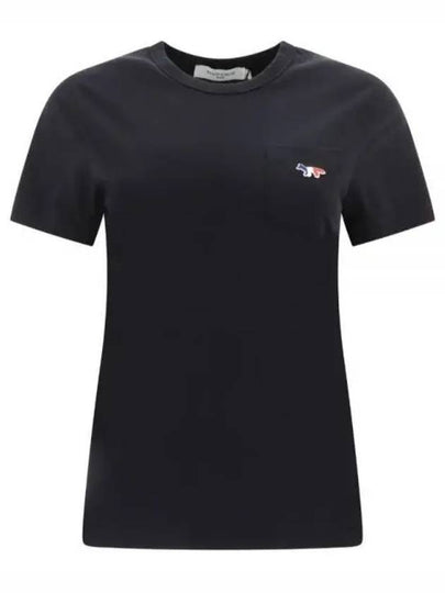 Tricolor Fox Patch Classic Pocket Short Sleeve T-Shirt Black - MAISON KITSUNE - BALAAN 2