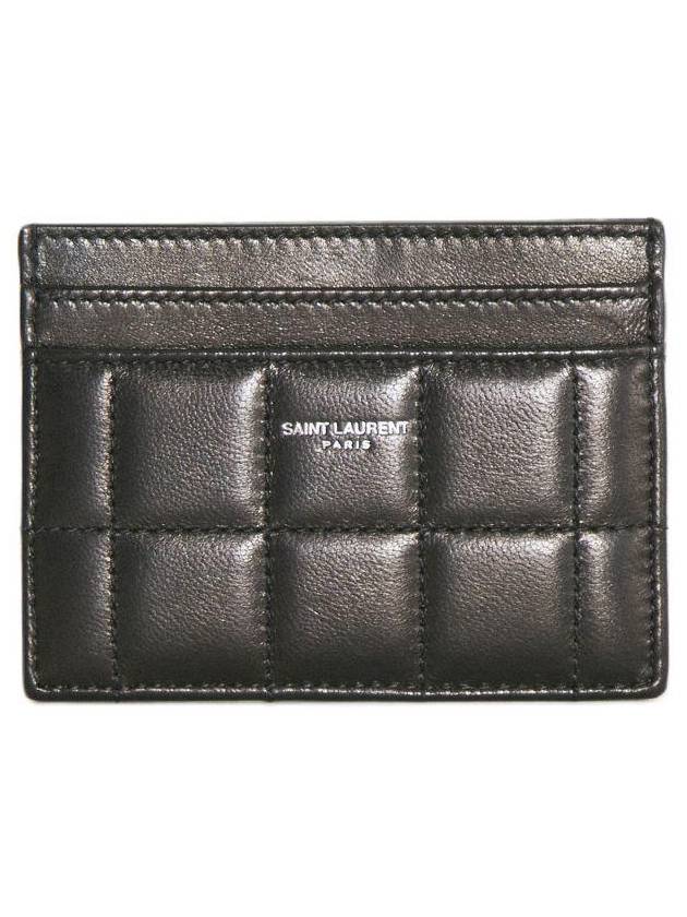 Logo Print Quilted Card Wallet Black - SAINT LAURENT - BALAAN 2